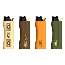 Eco pocket lighter 4-pack: beige, brown, orange, and green lighters