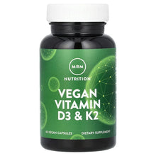 MRM Nutrition vegan vitamin D3 & K2 supplement bottle, green label, 60 capsules