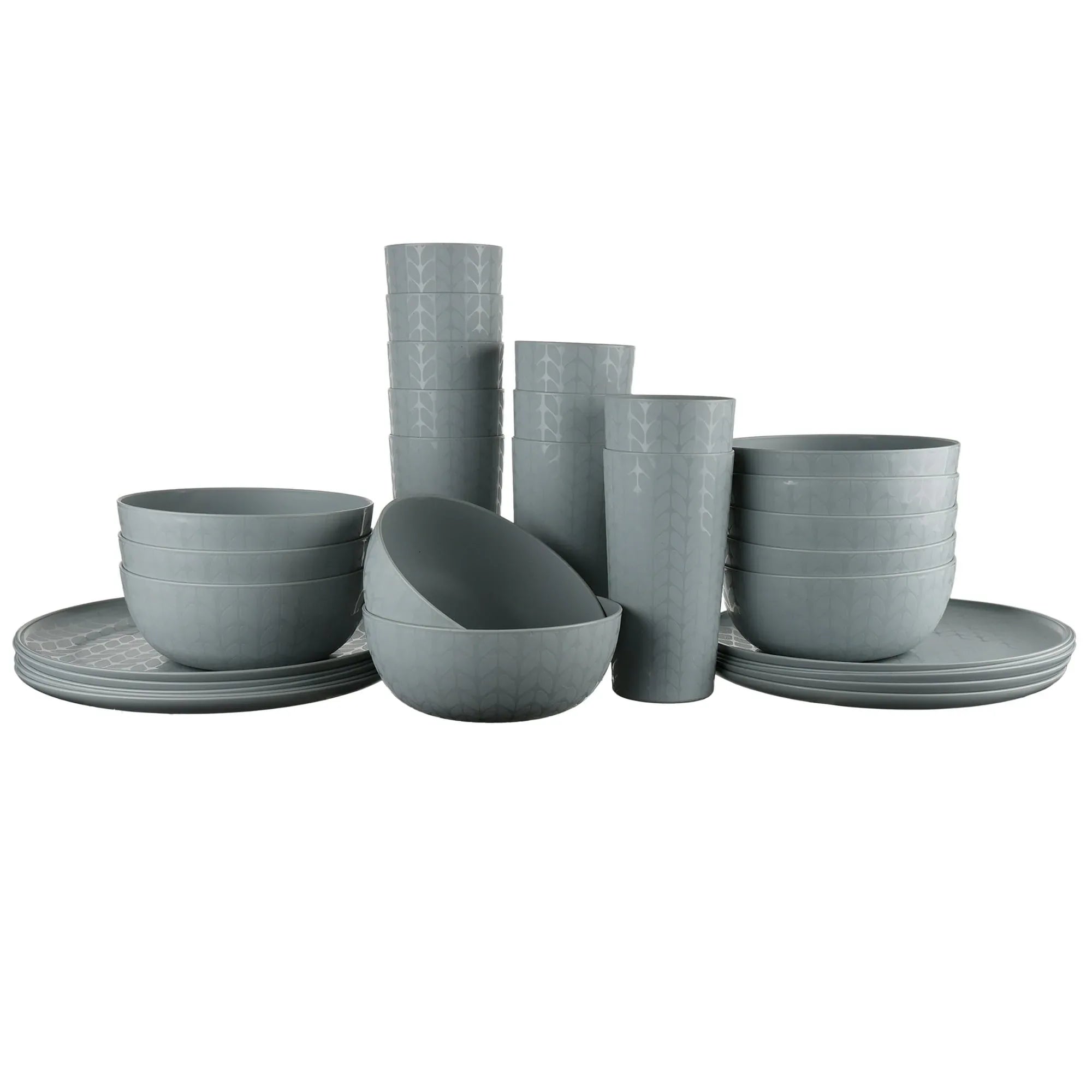 Mainstays 30-Piece Plastic Braided Pattern Dinnerware Bundle Set, Navy