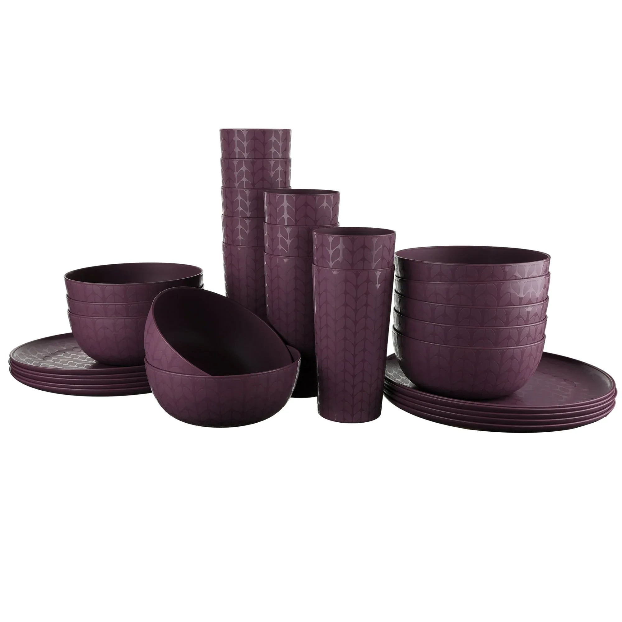 Mainstays 30-Piece Plastic Braided Pattern Dinnerware Bundle Set, Navy