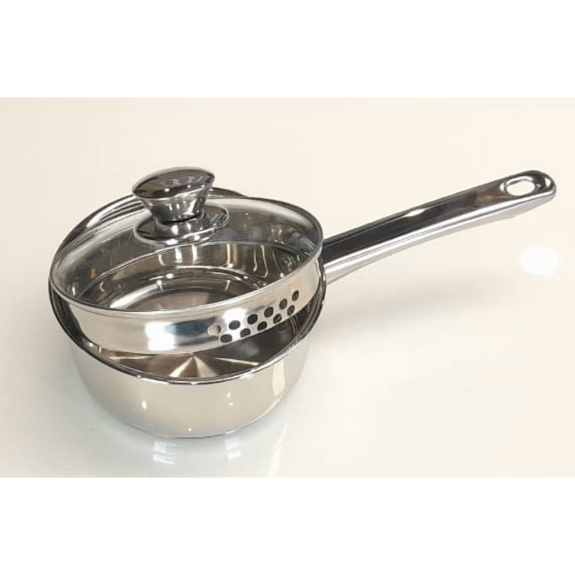 Mainstays 3QT Stainless Steel Saucepan with Straining Lid