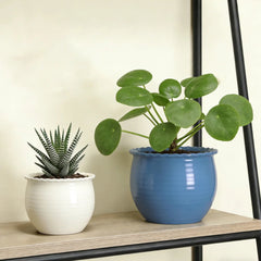 Mainstays Brooke Round Vanilla Dream 100% Recycled Resin Planter