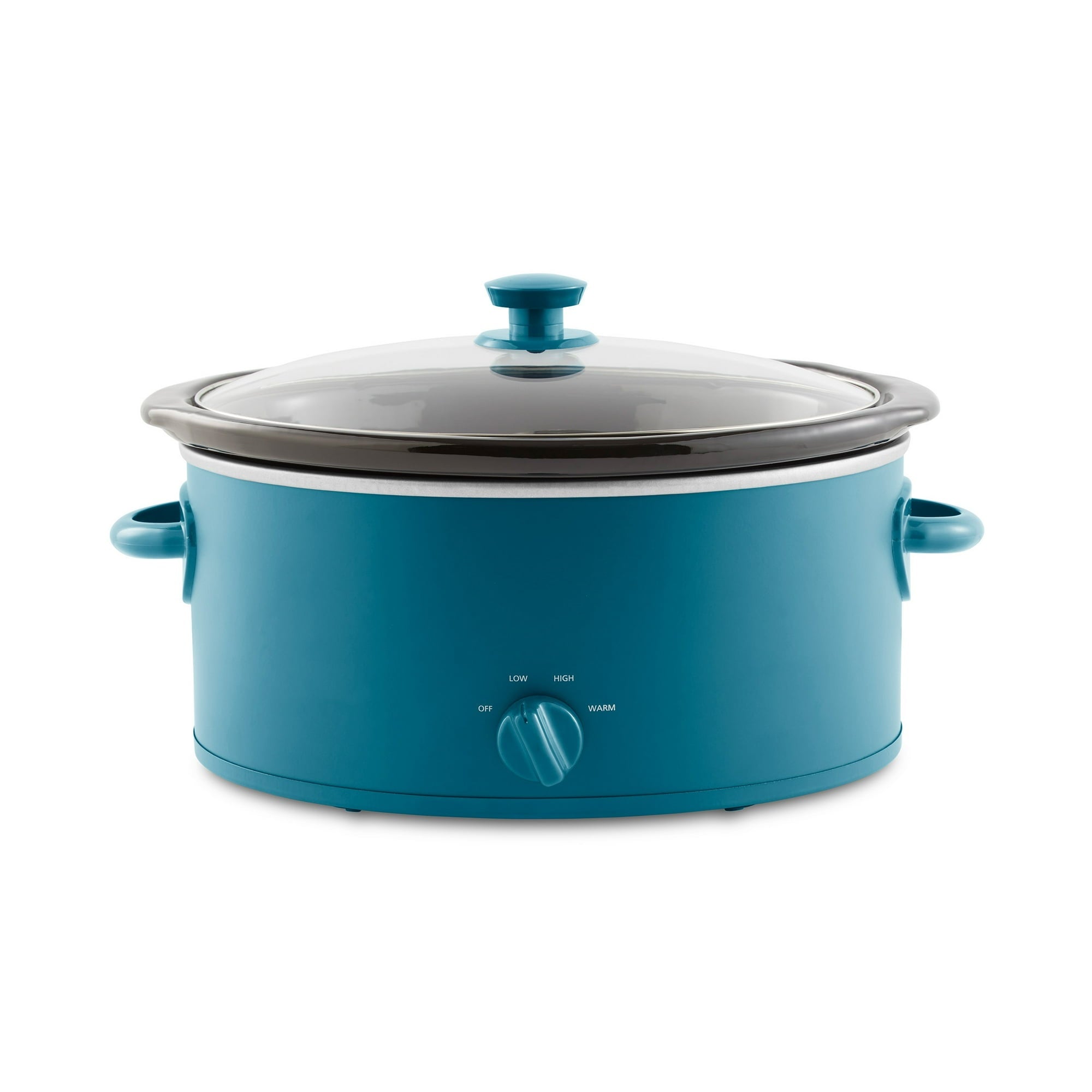 Mainstays Corsair Blue 6 Quart Oval Slow Cooker with Glass Lid