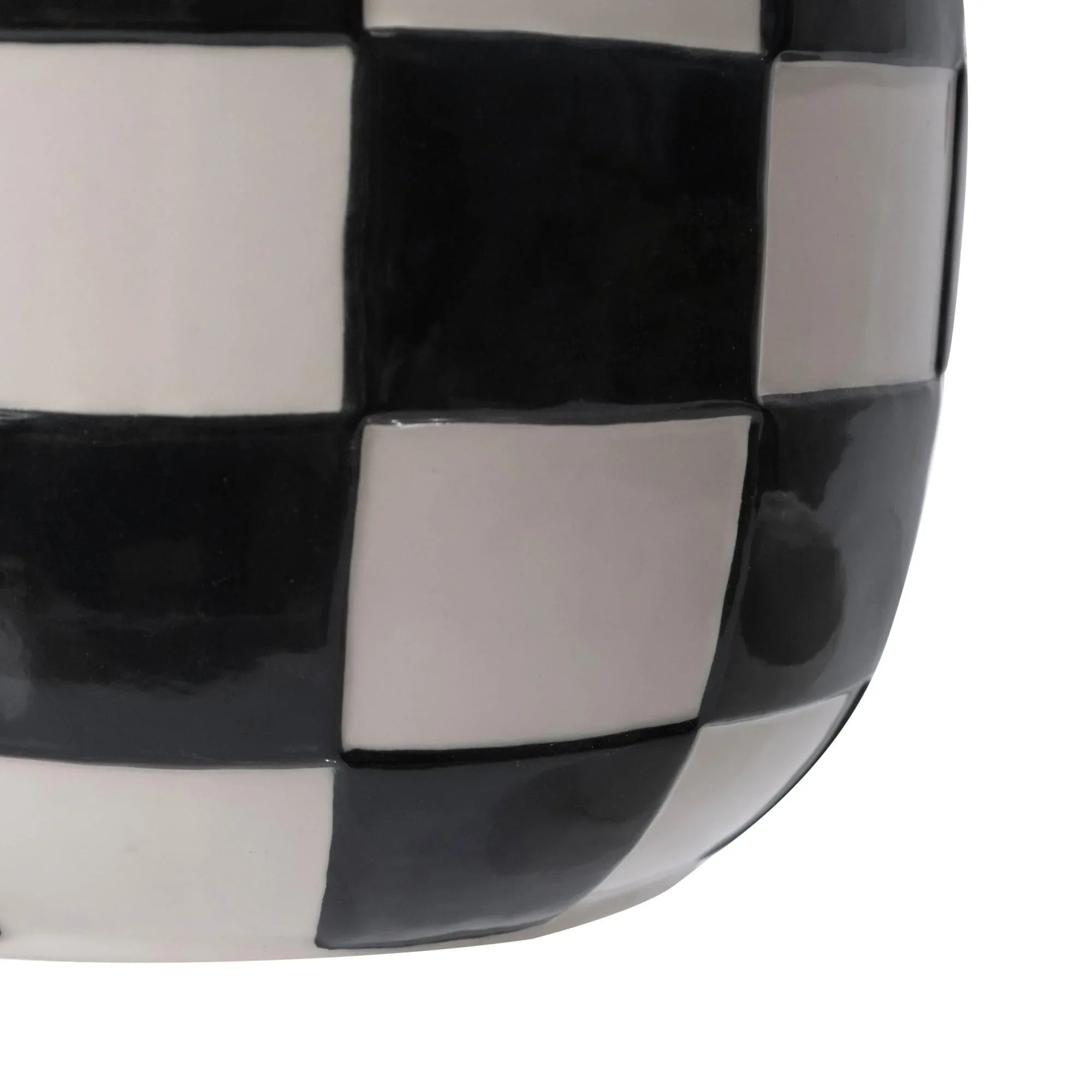 Mainstays Lennon Round Black Checkered Ceramic Planter