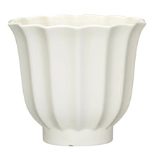 Cream fluted round resin planter with scalloped rim