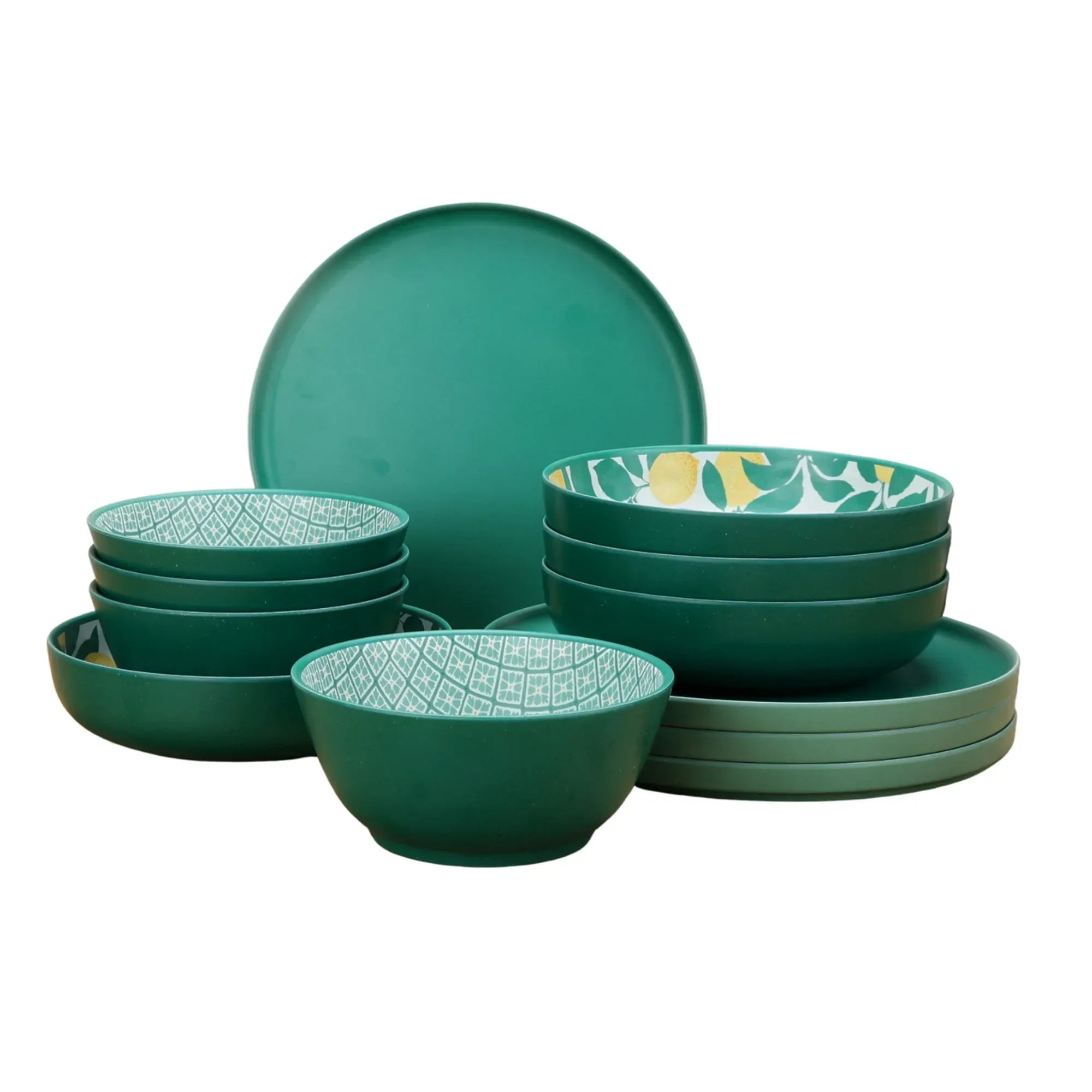Mainstays by Becky G. & Alejandra Bamboo Melamine 12-Piece Dinnerware Set, Orange