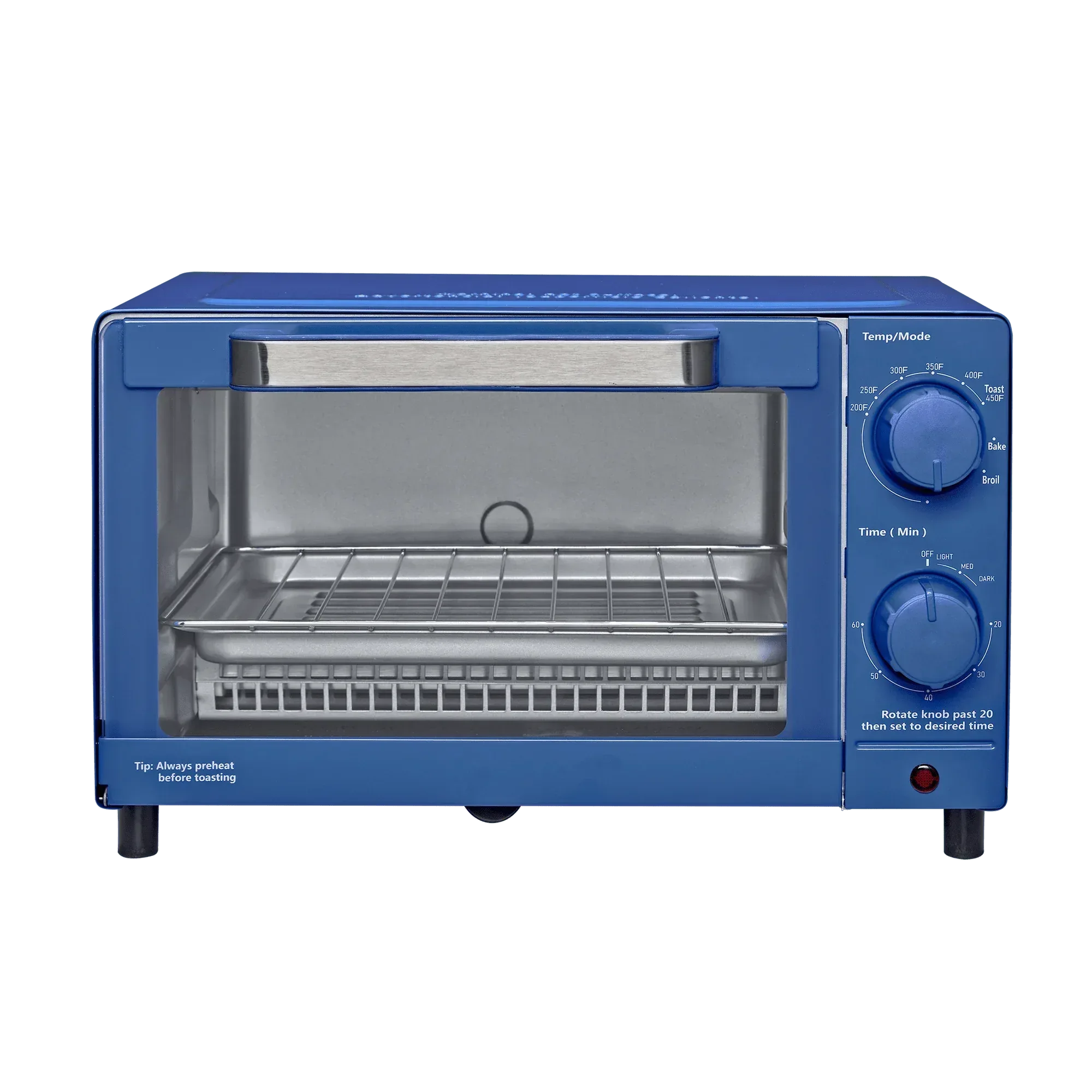 Mainstays 4-Slice Countertop Toaster Oven with 3 Settings, Includes Baking Rack and Pan, Black, New