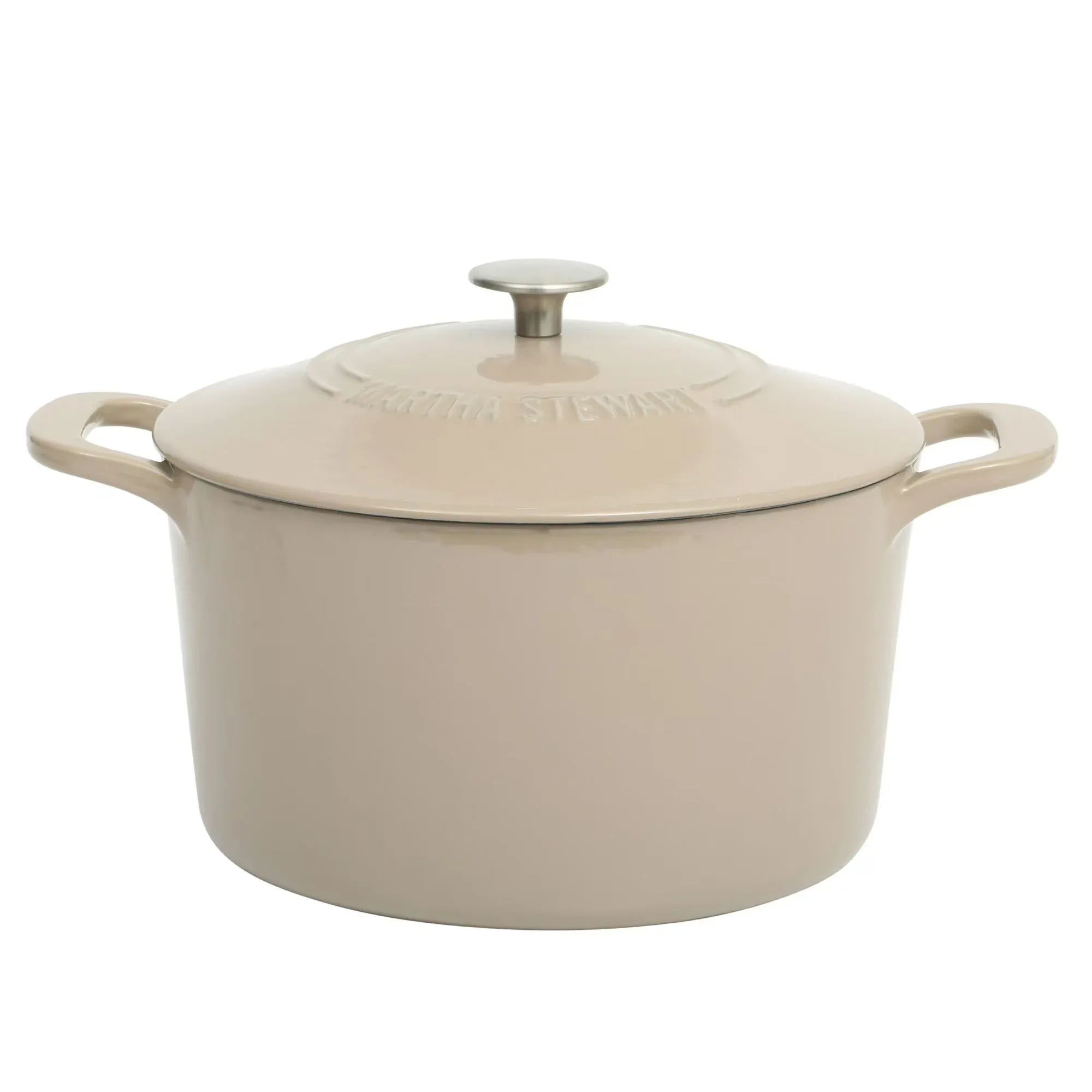 Martha Stewart Everyday Eastwick 7 Quart Enamel on Cast Iron Dutch Oven Taupe - USA MEGA SHOP