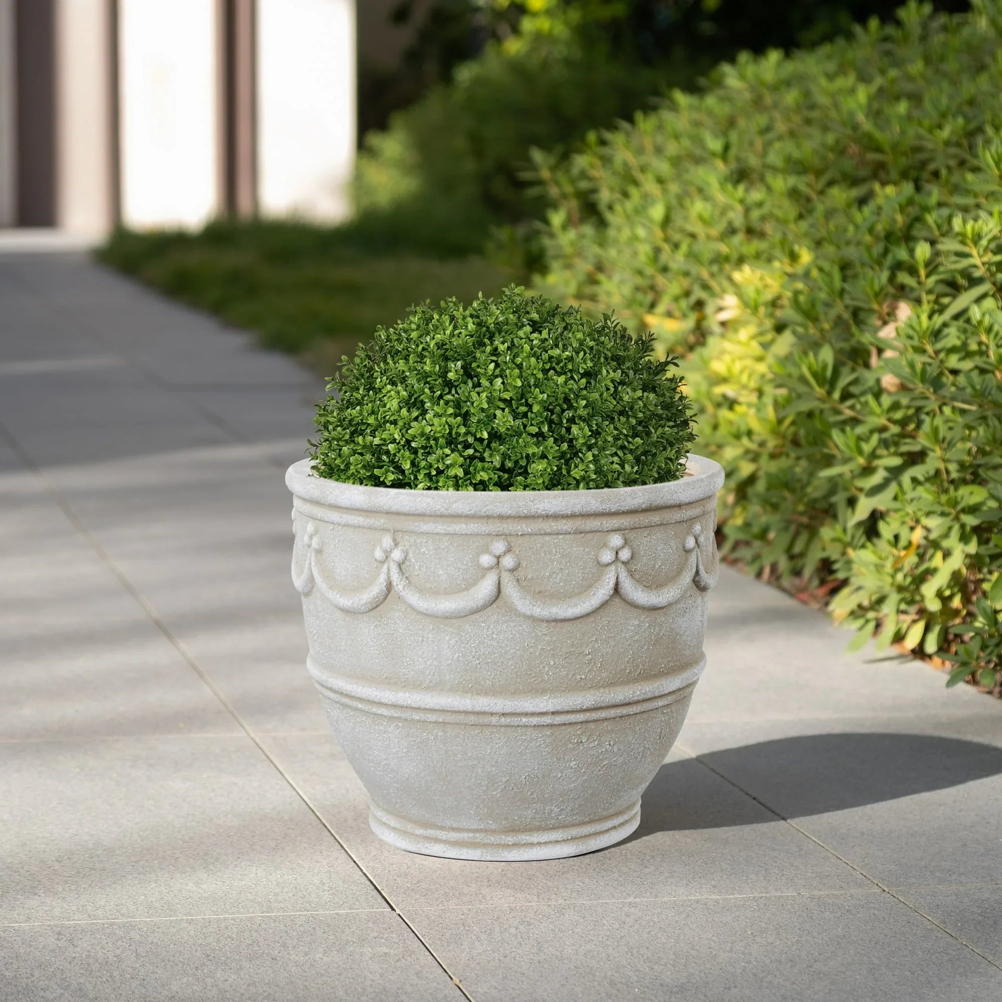 My Texas House Ceramic Retro Planter, Wave Embossed, Cream