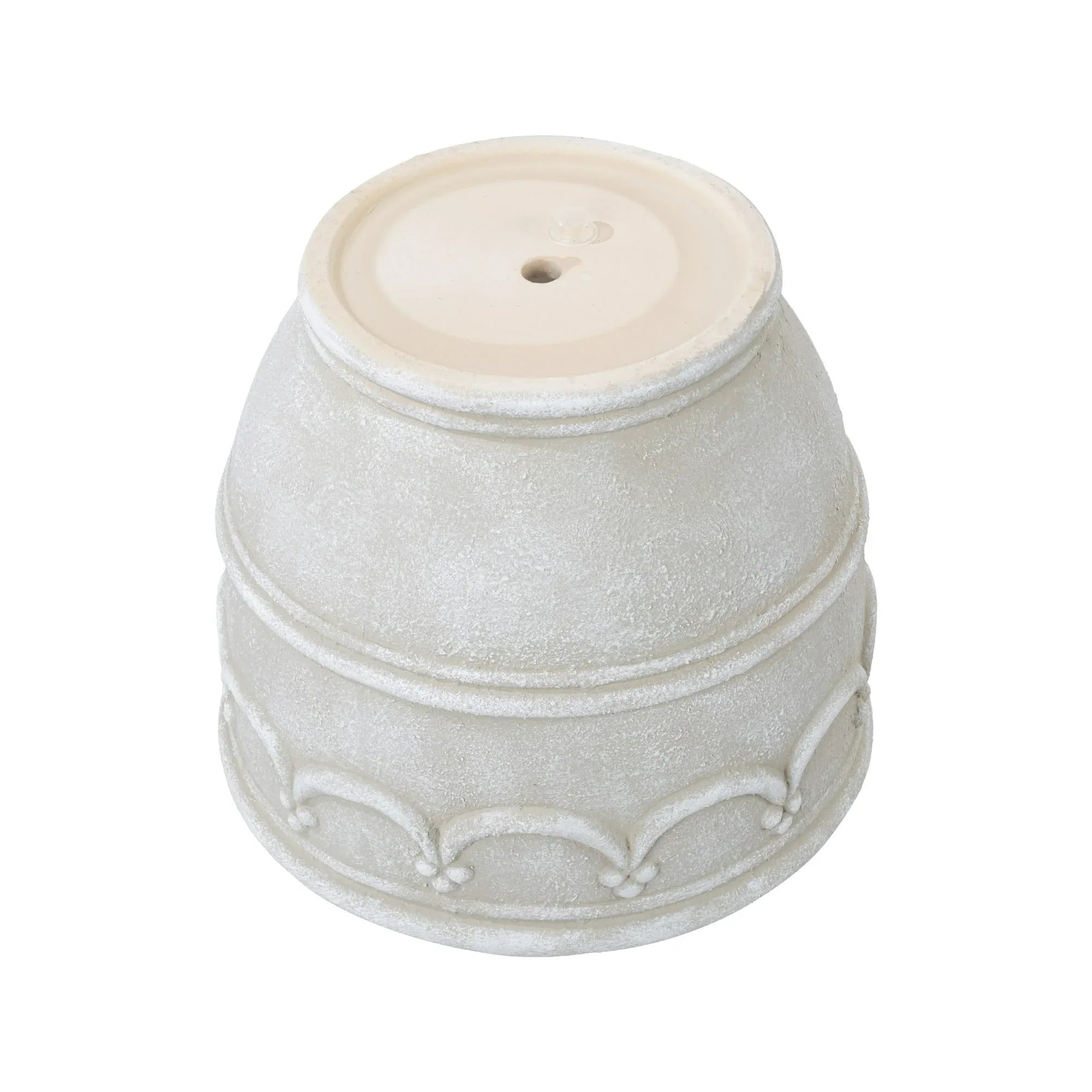 My Texas House Ceramic Retro Planter, Wave Embossed, Cream