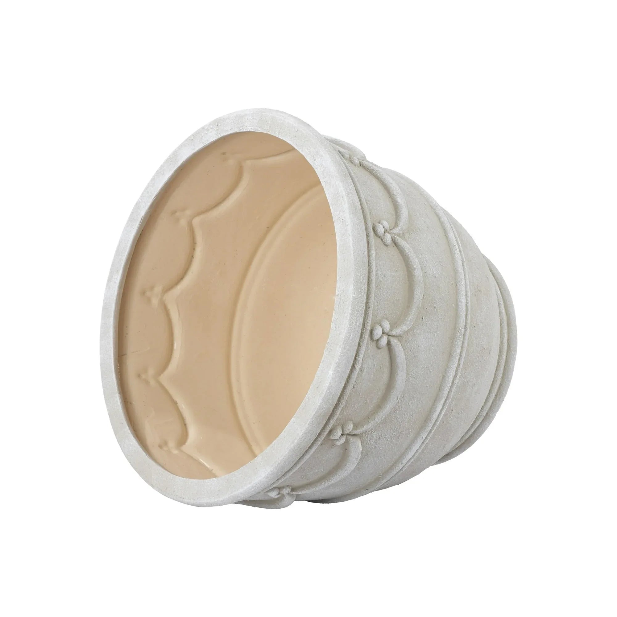 My Texas House Ceramic Retro Planter, Wave Embossed, Cream