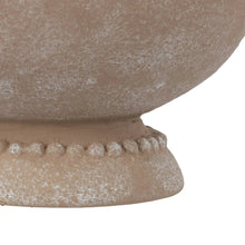 Textured cream ceramic plant pot base with dotted band around pedestal