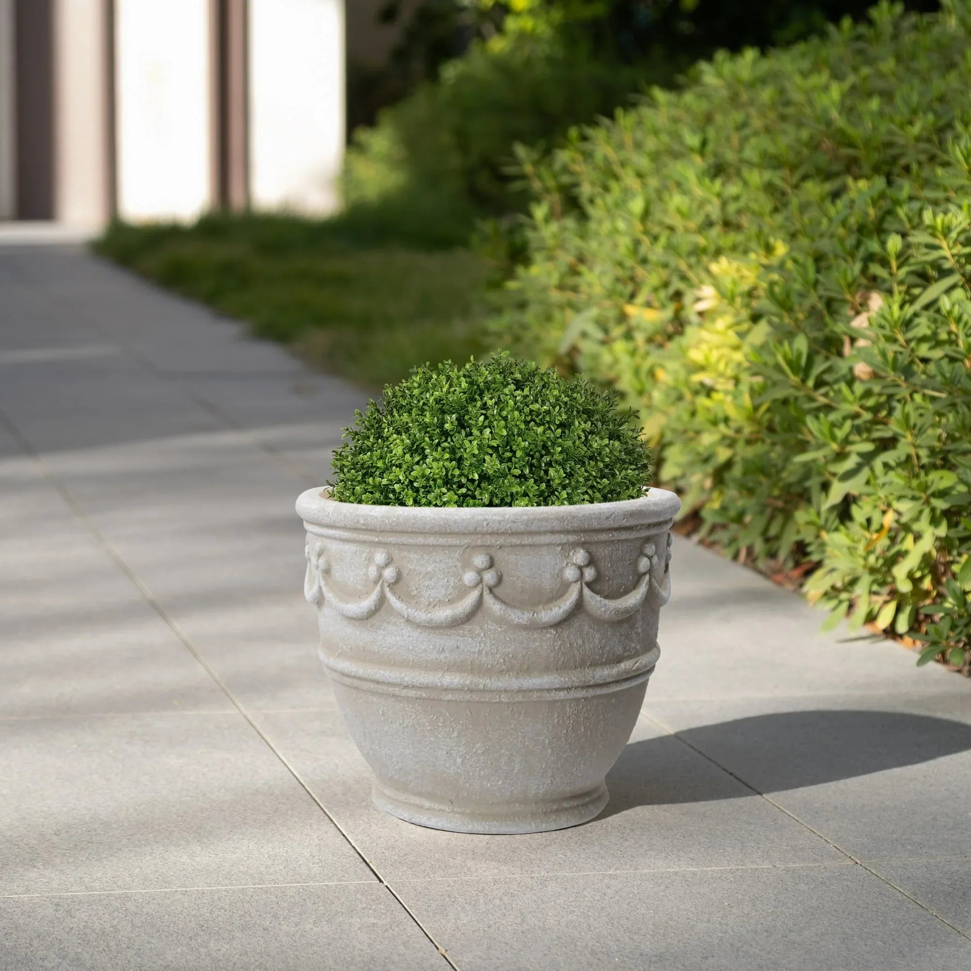 My Texas House Ceramic Retro Planter, Wave Embossed, Cream