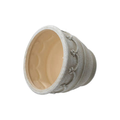 My Texas House Ceramic Retro Planter, Wave Embossed, Cream