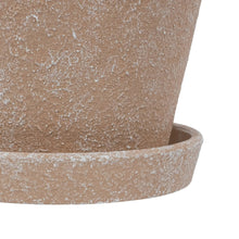 8-inch ceramic wave planter with matching saucer, terracotta-brown finish