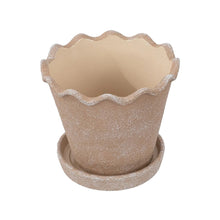 8-inch ceramic wave planter with scalloped rim, light cream finish