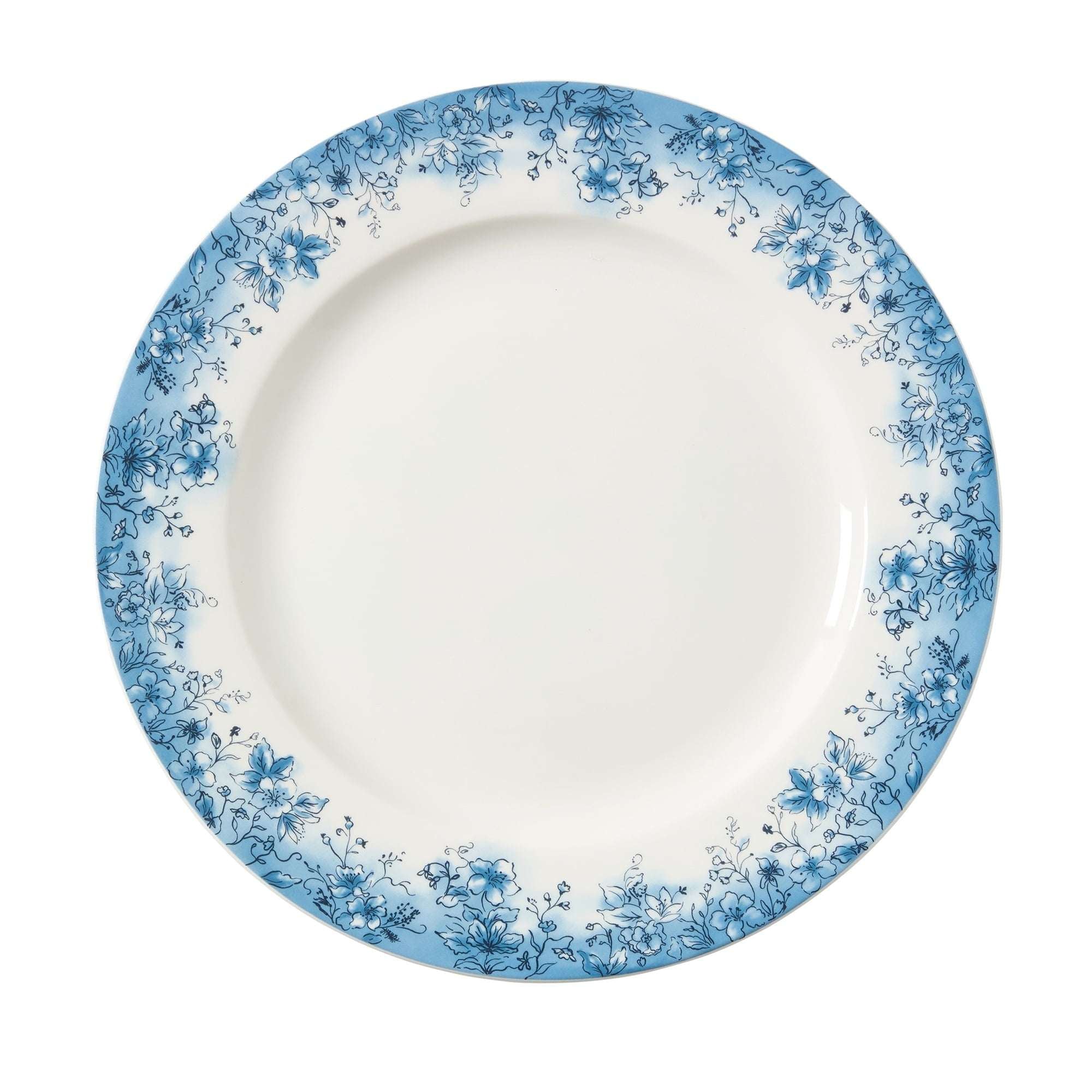 Floral Ceramic Plate, Blue and White, 10.5", by My Texas House