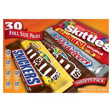 Candy assortment box variety pack with Snickers, Skittles, and Starburst candy bars