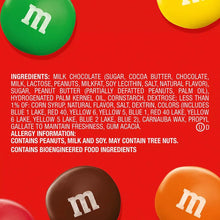 Peanut butter M&M's candy label panel with ingredients text and colorful candy pieces