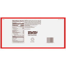 Peanut butter M&M's candy multipack, back panel with nutrition facts and barcode