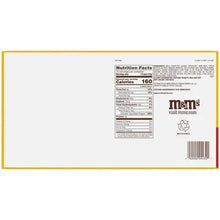 M&M's peanut chocolate candy box back with Nutrition Facts and barcode