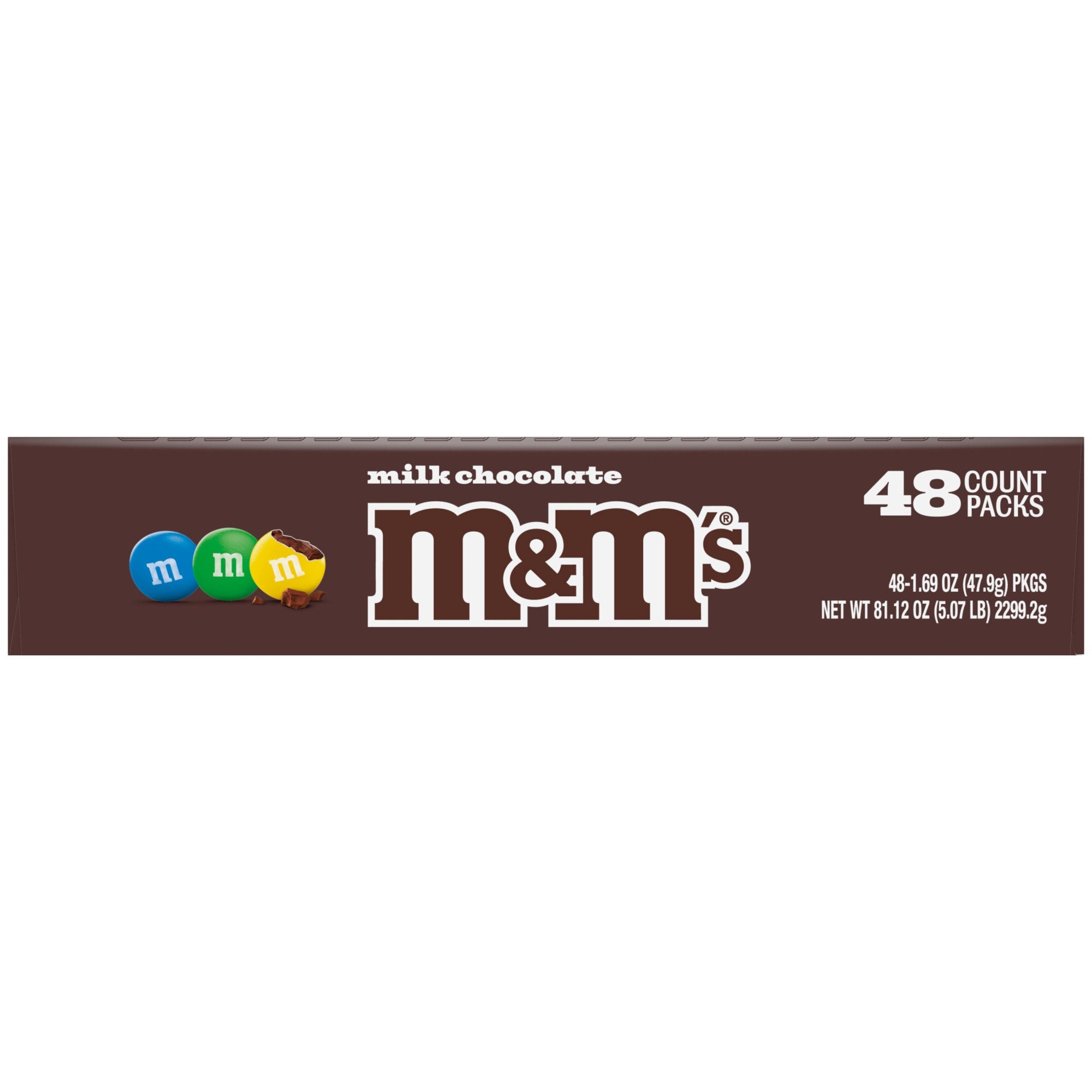 M&M's Milk Chocolate Candy, Full Size, 1.69 oz, 48-count