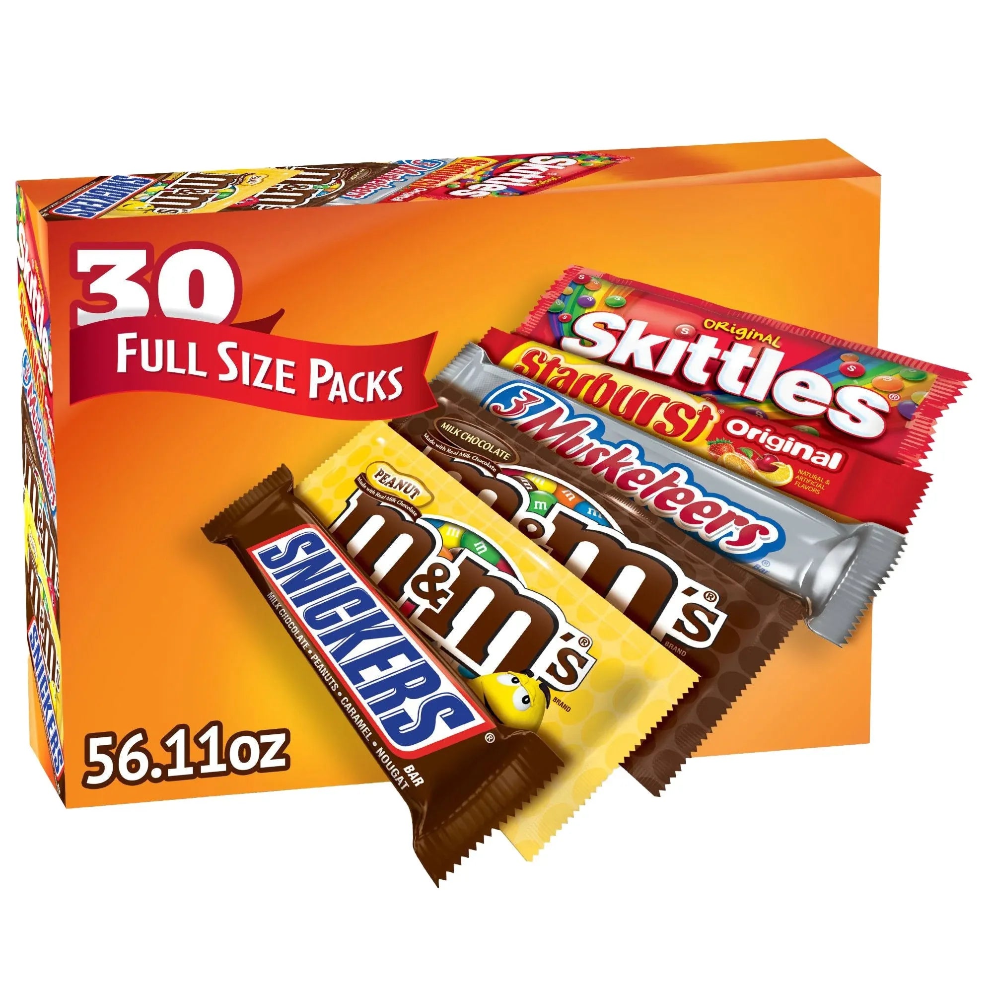 M&M's, Skittles and More Candy Bars, Variety Pack, Full Size, 30-count - USA MEGA SHOP