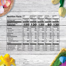 Nutrition facts panel on Easter candy bulk bag with serving and calorie details