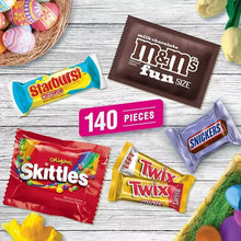 Easter candy minis spread with 140 pieces label and M&M’s, Skittles, Snickers and Twix