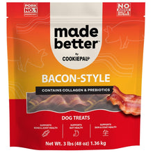 Bacon-style dog treat bag with collagen & prebiotics, 48 oz net wt
