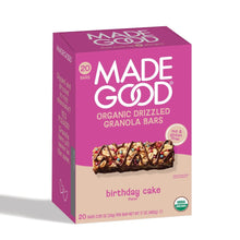Organic drizzled granola bar box, birthday cake flavor, 20-count