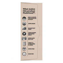 Granola bar box back panel with certification icons and USDA organic and vegan badges