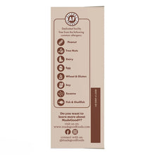 Granola bars allergen-free facility label listing peanut, tree nuts, dairy, egg, wheat & gluten