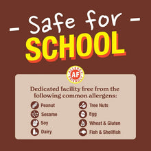 Granola bar box allergen statement: safe for school with AF friendly icons and list
