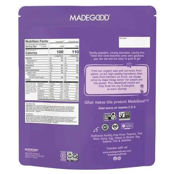 MadeGood Organic Granola Minis, Variety Pack, 0.85 oz, 24-count