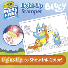 Crayola Color Wonder light-up Bluey stamper packaging with stamp activity preview