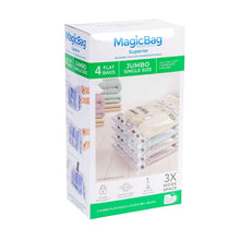 Jumbo flat vacuum storage bags, 4 pack, single size, clear plastic set