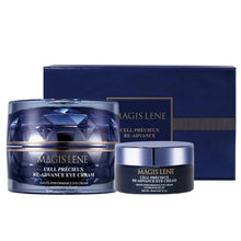 Eye cream set with blue jar, small jar, and matching blue box