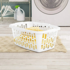 Mainstays Small 1.5 Bushel Rectangular Laundry Basket, Ideal for Basic Laundry Needs, White
