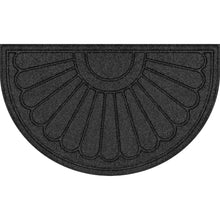 Gray sunburst door mat with raised semicircle pattern, polyester utility floor mat