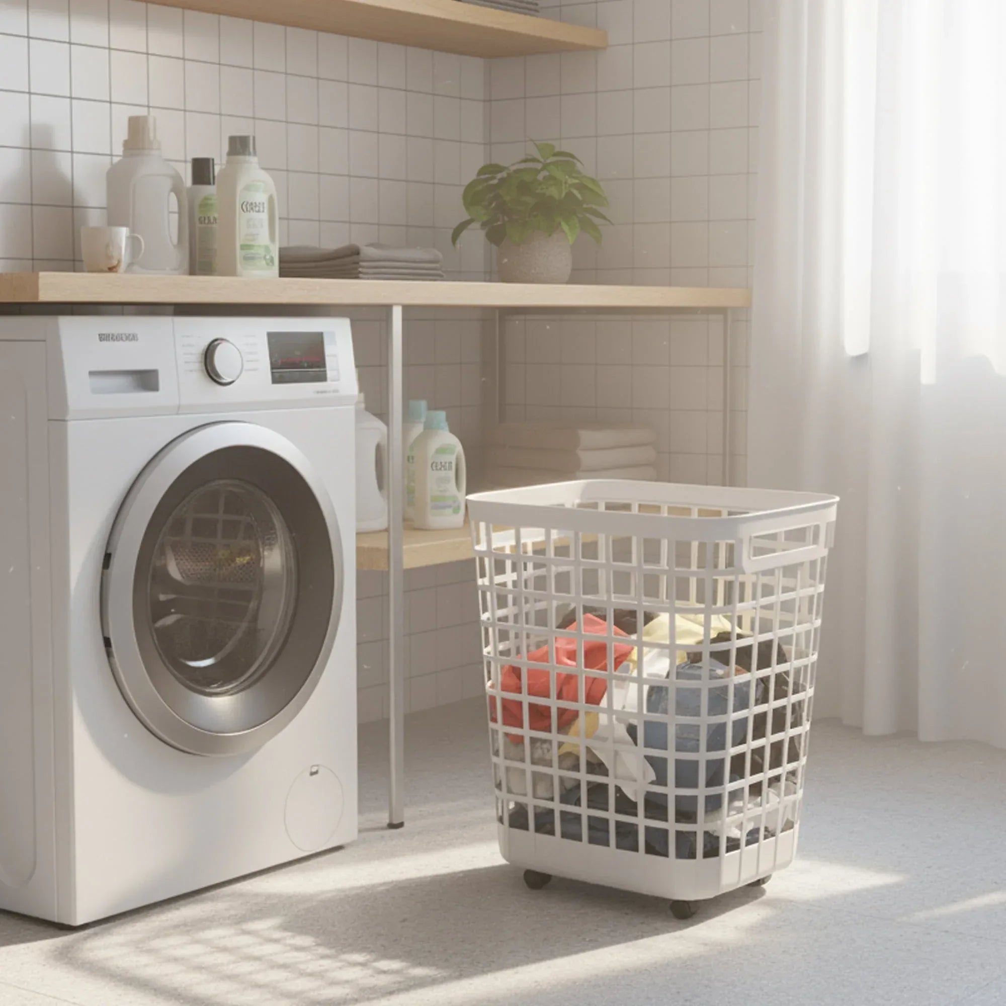 Mainstays 2.6 Bushel Rolling Laundry Hamper, Adult