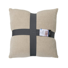 Solid chenille pillow set of 2, light beige square pillows with dark gray cross band