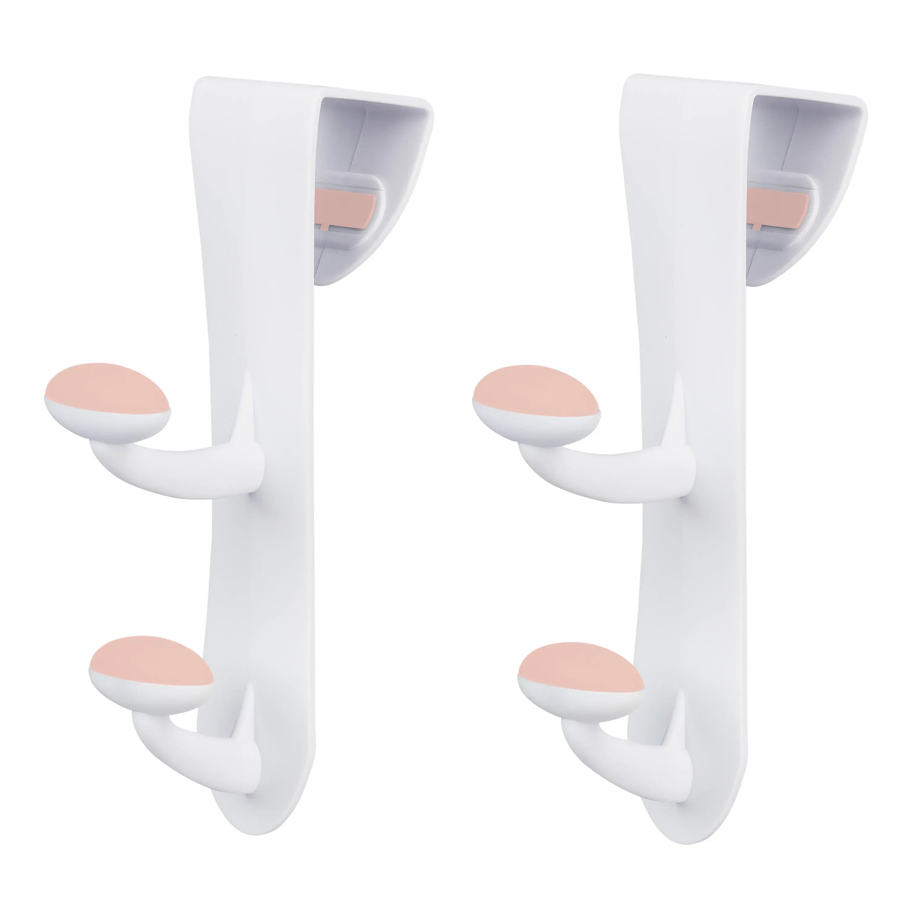 Mainstays White Over the Door Rubber Grip Hooks for Closet and Bathroom Storage, 2 Pack
