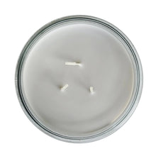 Mainstays 3-wick glass jar candle top view with three wicks in white wax
