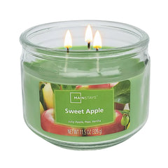 Mainstays 3-Wick Glass Jar Candle, Sweet Apple, Green, 11.5 oz