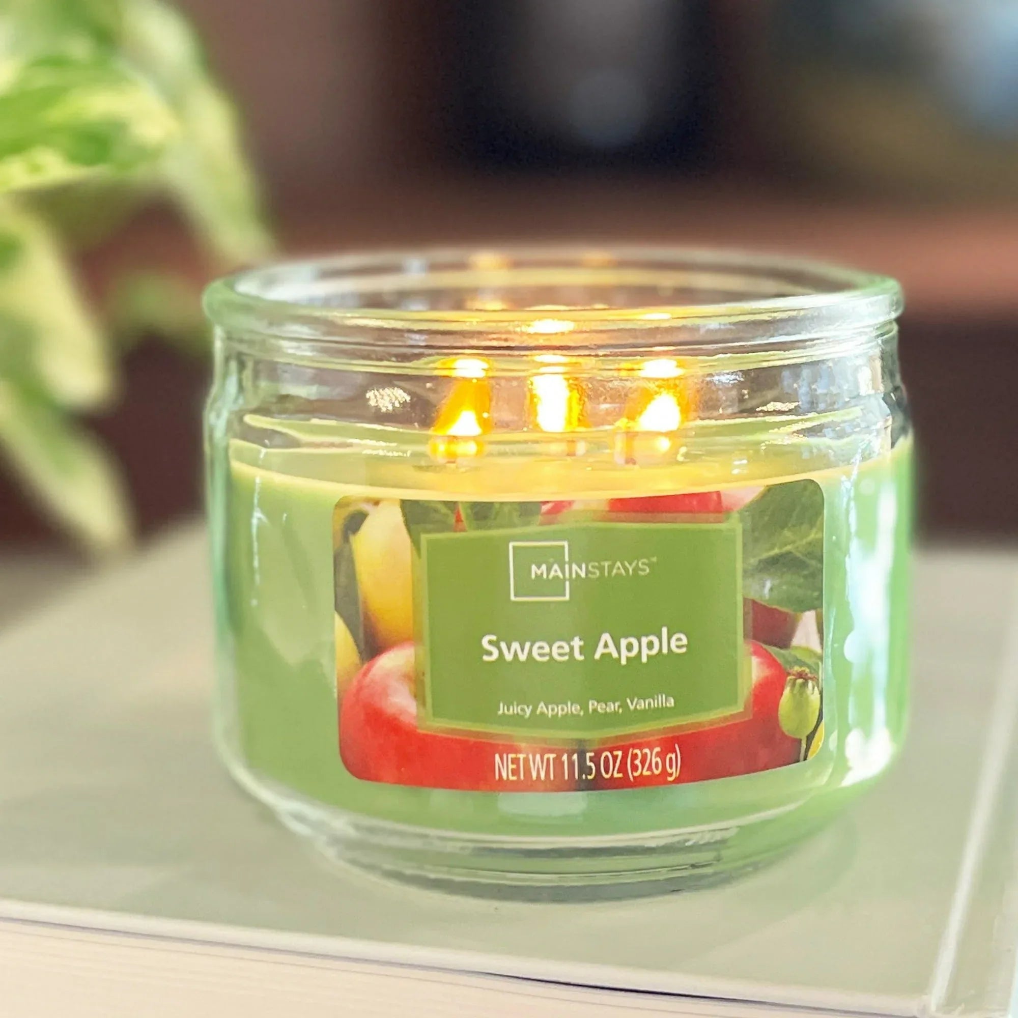 Mainstays 3-Wick Glass Jar Candle, Sweet Apple, Green, 11.5 oz - USA MEGA SHOP