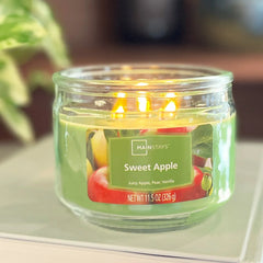 Mainstays 3-Wick Glass Jar Candle, Sweet Apple, Green, 11.5 oz - USA MEGA SHOP