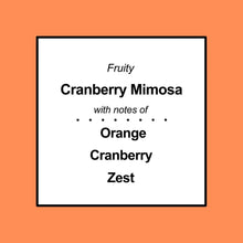 Scent notes card: Cranberry Mimosa—Orange, Cranberry, Zest