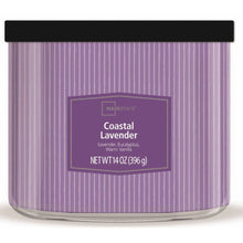 Lavender 3-wick candle jar with textured wrap and Coastal Lavender label