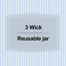Product info graphic: 3 Wick, reusable jar